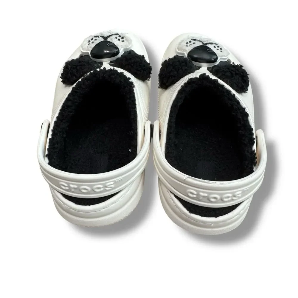 Crocs Kids Panda Fuzzy Lined Clogs 10C Cozy Core Cute Slip On Unisex
